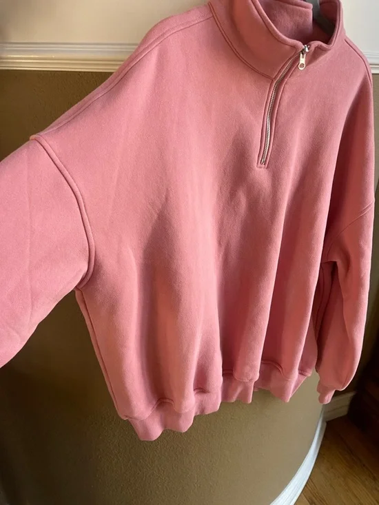 Sunkissed Coconut Quarter Zip Sweatshirt Size Small Ice Cream Pink - Picture 4 of 13